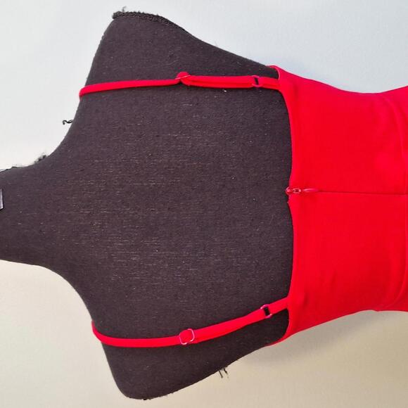 Lulus Red Cross Front Ruffle Dress Size Small - Picture 5 of 7